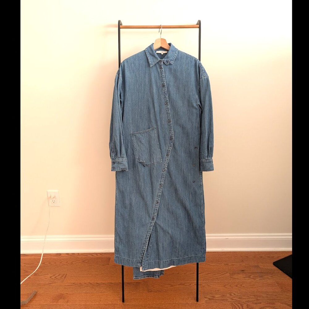 TIBI Lightweight Stone Wash Denim Shirtdress - Picture 2 of 12